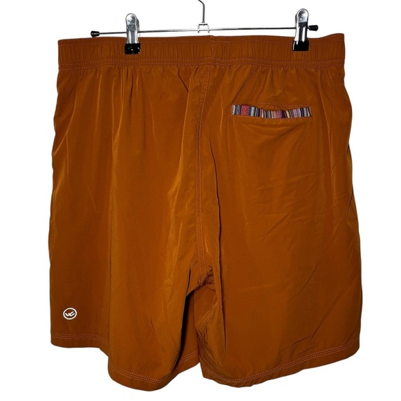 Wowie Nomad Shorts Men Large Burnt Orange Aztec Trim Drawstring Chino Outdoor 7” - Picture 2 of 11